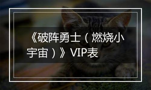 《破阵勇士（燃烧小宇宙）》VIP表