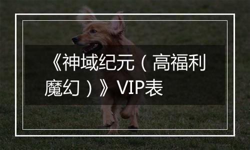 《神域纪元（高福利魔幻）》VIP表