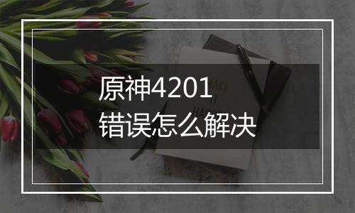原神4201错误怎么解决