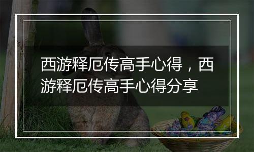 西游释厄传高手心得，西游释厄传高手心得分享