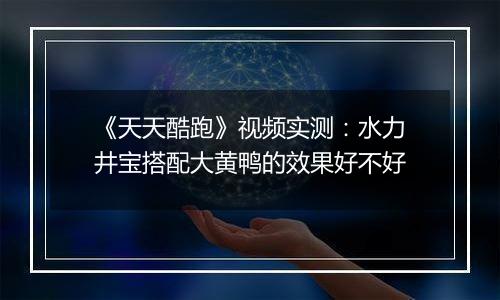 《天天酷跑》视频实测：水力井宝搭配大黄鸭的效果好不好