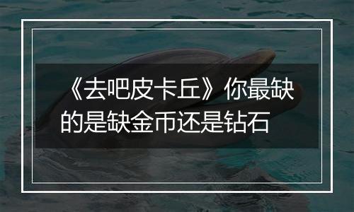 《去吧皮卡丘》你最缺的是缺金币还是钻石