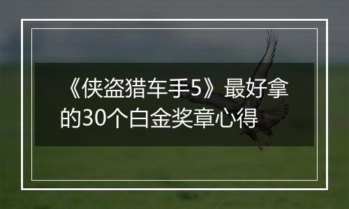 《侠盗猎车手5》最好拿的30个白金奖章心得