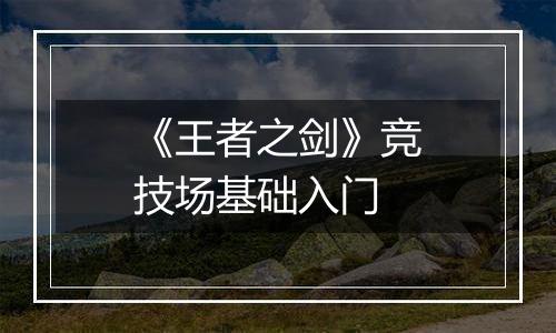 《王者之剑》竞技场基础入门