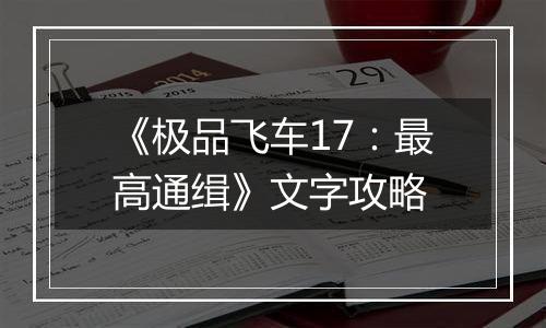 《极品飞车17：最高通缉》文字攻略