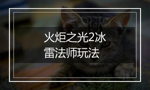 火炬之光2冰雷法师玩法