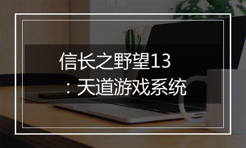 信长之野望13：天道游戏系统