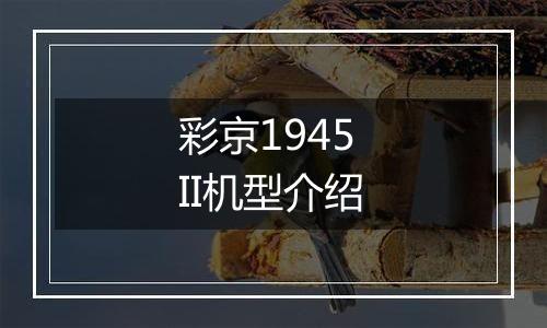 彩京1945 II机型介绍