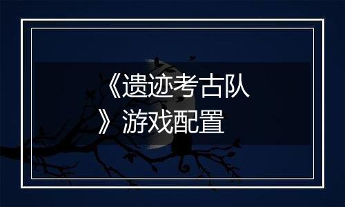 《遗迹考古队》游戏配置