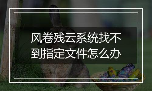 风卷残云系统找不到指定文件怎么办