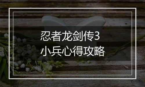 忍者龙剑传3小兵心得攻略