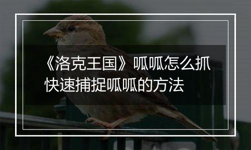 《洛克王国》呱呱怎么抓 快速捕捉呱呱的方法