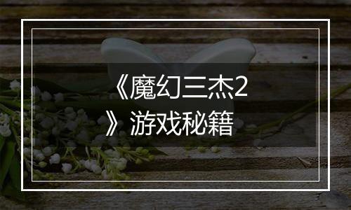 《魔幻三杰2》游戏秘籍