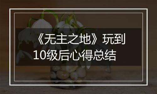 《无主之地》玩到10级后心得总结