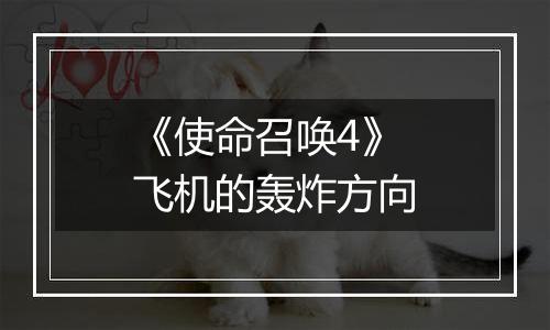 《使命召唤4》飞机的轰炸方向