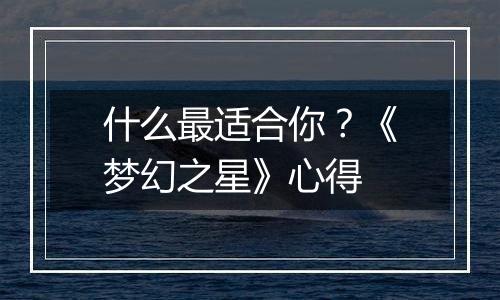 什么最适合你？《梦幻之星》心得