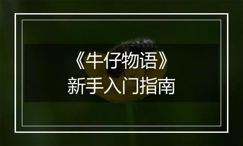 《牛仔物语》新手入门指南