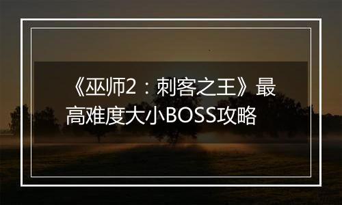 《巫师2：刺客之王》最高难度大小BOSS攻略