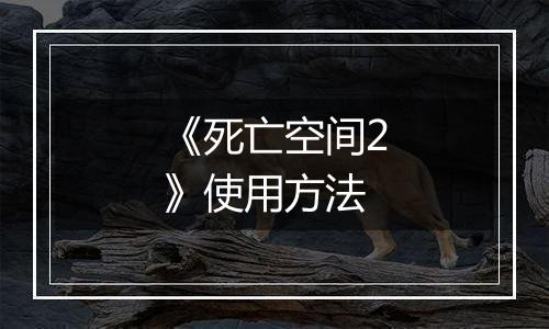 《死亡空间2》使用方法