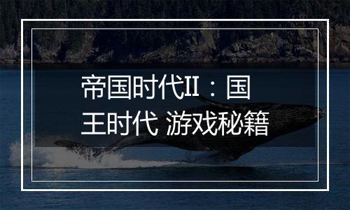帝国时代II：国王时代 游戏秘籍
