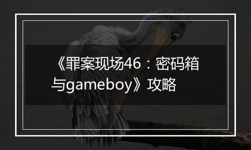 《罪案现场46：密码箱与gameboy》攻略