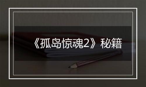 《孤岛惊魂2》秘籍