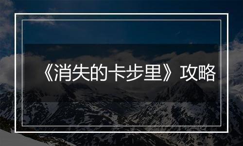 《消失的卡步里》攻略