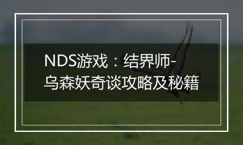 NDS游戏：结界师-乌森妖奇谈攻略及秘籍