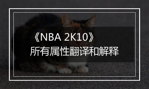 《NBA 2K10》所有属性翻译和解释