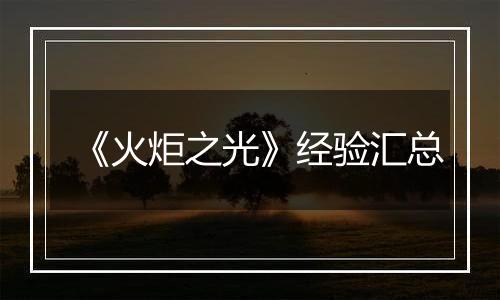 《火炬之光》经验汇总